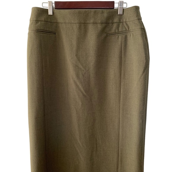 Vtg Haggar Pencil Skirt Olive Green Size 14 Made in Canada Retro Chic Mid Length - Picture 3 of 11